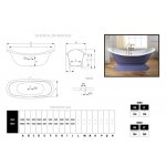 Bleu Provence Thym Wanna wolnostojąca z postumentem 154x75 szary 5050B1