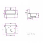  Bleu Provence True Colors Lite Umywalka wisząca 50x46 white pastel pink TC2L50C