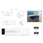  Bleu Provence Vintage Wanna wolnostojąca z nogami białymi 170x78 turkusowy 4070R1