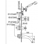 Bongio Axel bateria wannowa podtynkowa z prysznicem 15530/D