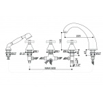 Bongio Coco bateria wannowa 5-otworowa z prysznicem 16531/D