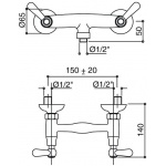Bongio Oxford Lux bateria prysznicowa ścienna 19523