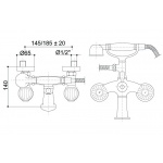 Bongio Rivolì bateria wannowa ścienna z prysznicem 05526