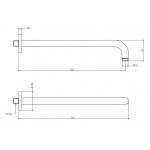 Bongio Time2020 Wellness Ramię ścienne do deszczownicy 350 mm brushed stainless steel 70802AS35
