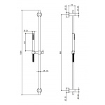 Bongio Time2020 Wellness Zestaw natryskowy ścienny na drążku z wężem i słuchawką brushed stainless steel 70870AS00