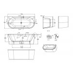 Britton Cleargreen Saturn Wanna przyścienna do zabudowy 170x750 mm Biały M4N