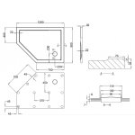 Britton Zamori Brodzik asymetryczny lewy 1200x900 mm Biały Z1403A