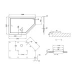 Britton Zamori Brodzik asymetryczny prawy 1400x900 mm Biały Z1402A