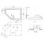 Britton Zamori Brodzik asymetryczny lewy 1400x900 mm Biały Z1401A