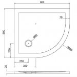 Britton Zamori Brodzik asymetryczny prawy 900x800 mm Biały Z1198A