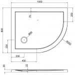Britton Zamori Brodzik asymetryczny prawy 1000x800 mm Biały Z1200A