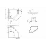 Britton Zamori Brodzik pięciokątny 1000x1000 mm Biały Z1246