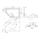 Britton Zamori Brodzik pięciokątny lewy 900x1400 mm Biały Z1401