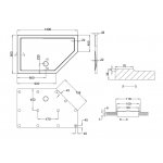 Britton Zamori Brodzik pięciokątny prawy 900x1400 mm Biały Z1402