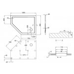 Britton Zamori Brodzik pięciokątny lewy 900x1200 mm Biały Z1403