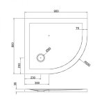 Britton Zamori Brodzik półokrągły prawy 800x900 mm Biały Z1198