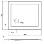 Britton Zamori Brodzik prostokątny 900x760 mm Biały Z1163A