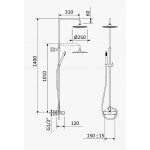 Bruma Adagio Bateria natryskowa z deszczownicą Ø 250 mm na drążku i słuchawką na ruchomym uchwycie Chrom 1932721CR