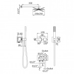 Bruma Adamastor Zestaw natryskowy 250 mm termostatyczny podtynkowy z ramieniem ściennym chrom 1857802CR