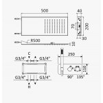 Bruma Avalon Bateria natryskowa termostatyczna podtynkowa z deszczownicą ścienną i słuchawką prysznicową Chrom 1844842CR