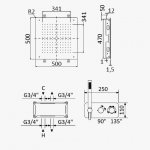 Bruma Avalon Bateria natryskowa termostatyczna podtynkowa z deszczownicą sufitową 500x500 mm i słuchawką prysznicową Chrom 1844872CR