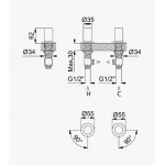 Bruma Avalon Bateria umywalkowa 2-otworowa nablatowa Chrom 1899401CR