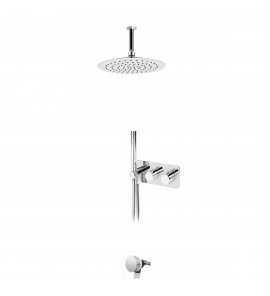 Bruma Avalon Bateria wannowo-natryskowa termostatyczna podtynkowa z deszczownicą Ø 250 mm słuchawką prysznicową i napełniaczem w przelewie Chrom 1843822CR