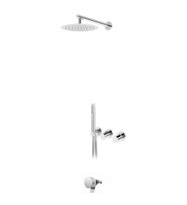 Bruma Avalon Bateria wannowo-natryskowa podtynkowa z deszczownicą ścienną Ø 250 mm napełnianiem przez przelew i słuchawką prysznicową Chrom 1893521CR
