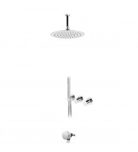 Bruma Avalon Bateria wannowo-natryskowa podtynkowa z deszczownicą sufitową Ø 250 mm napełnianiem przez przelew i słuchawką prysznicową Chrom 1893621CR