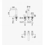 Bruma Breeze Bateria umywalkowa 3-otworowa z korkiem Click-Clack Night Sky 1682511NS