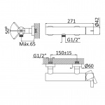 Bruma Breeze Bateria wannowo-natryskowa naścienna chrom 1680408CR