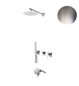 Bruma Breeze Zestaw natryskowo-wannowy podtynkowy z deszczownicą Ø 250 mm ze słuchawką i napełniaczem przez przepływ Morning Mist 1683701MM