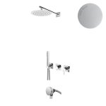 Bruma Breeze Zestaw natryskowo-wannowy podtynkowy z deszczownicą Ø 250 mm ze słuchawką i napełniaczem przez przepływ Pure White 1683701PW