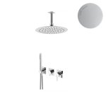 Bruma Breeze Zestaw natryskowy Ø 250 mm podtynkowy z ramieniem sufitowym Pure White 1685621PW