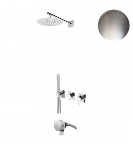 Bruma Breeze Zestaw natryskowo-wannowy podtynkowy z deszczownicą Ø 250 mm ze słuchawką i napełniaczem przez przepływ Morning Mist 1685701MM