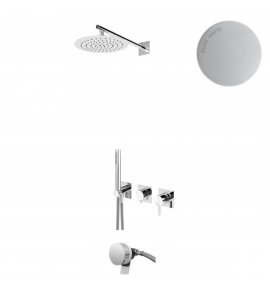 Bruma Breeze Zestaw natryskowo-wannowy podtynkowy z deszczownicą Ø 250 mm ze słuchawką i napełniaczem przez przepływ Pure White 1685701PW