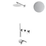 Bruma Breeze Zestaw natryskowo-wannowy podtynkowy z deszczownicą Ø 250 mm ze słuchawką i napełniaczem przez przepływ Pure White 1685701PW