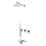 Bruma Breeze Zestaw natryskowo-wannowy podtynkowy z deszczownicą Ø 250 mm ze słuchawką i napełniaczem przez przepływ Chrom 1685701CR