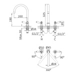 Bruma Classico Bateria umywalkowa 3-otworowa z korkiem chrom 1182410CR NA MAGAZYNIE!!