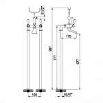 Bruma Classico Bateria wannowa wolnostojąca chrom 11807001