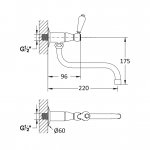 Bruma Clássico Bateria Zlewozmywakowa ścienna jednoramienna chrom 11842001