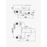 Bruma Coral Bateria wannowo-natryskowa ścienna Chrom 1940300CR