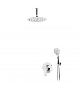 Bruma Coral Zestaw natryskowy podtynkowy z deszczownicą sufitową Ø 230 mm i słuchawką Chrom 1945601CR