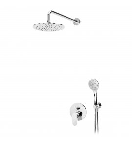 Bruma Coral Zestaw natryskowy podtynkowy z deszczownicą ścienną Ø 230 mm i słuchawką Chrom 1947601CR