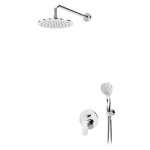 Bruma Coral Zestaw natryskowy podtynkowy z deszczownicą ścienną Ø 230 mm i słuchawką Chrom 1947601CR