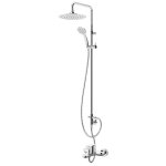 Bruma Coral Zestaw wannowo-natryskowy ścienny z deszczownicą Ø 230 mm na regulowanym drążku i słuchawką Chrom 1942600CR