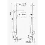 Bruma Coral Zestaw wannowo-natryskowy ścienny z deszczownicą Ø 230 mm na regulowanym drążku i słuchawką Chrom 1942600CR