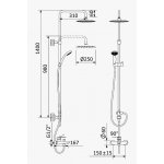 Bruma Coral Zestaw wannowo-natryskowy ścienny z deszczownicą Ø 250 mm na regulowanym drążku i słuchawką Chrom 1942620CR