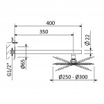Bruma Deszczownica ścienna Ø250 mm z ramieniem ściennym chrom 14552431