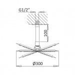 Bruma Deszczownica Ø300 mm z ramieniem sufitowym chrom 14553421